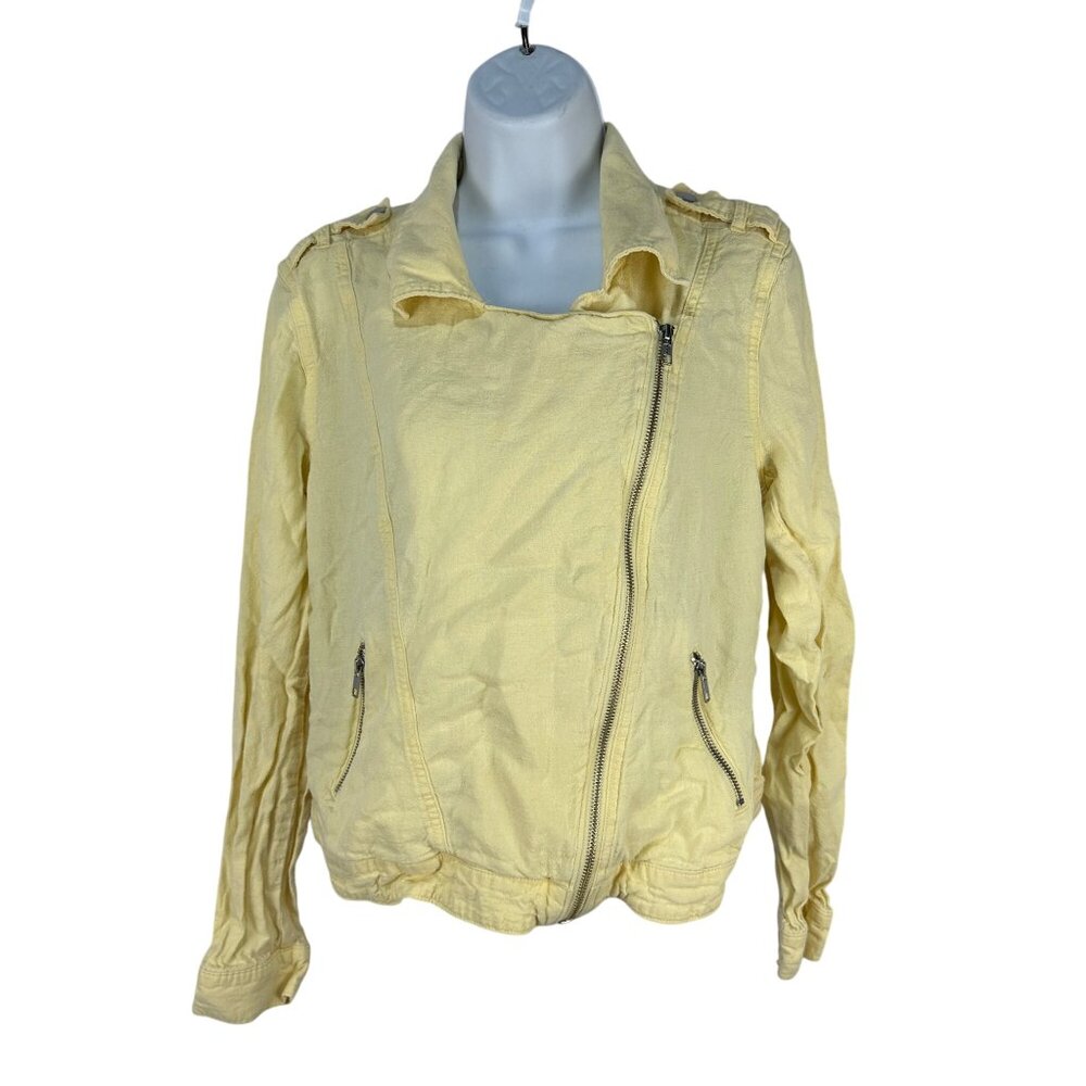 Maurices Yellow Asymmetrical Zip Front Jacket Size M Womens Casual Wear